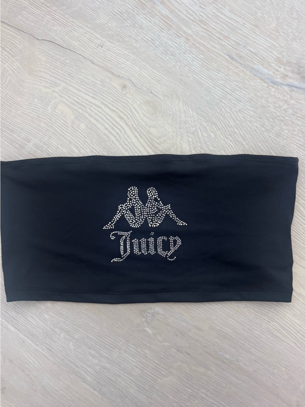 Juicy Couture Black Rhinestone Logo Bandeau Hair Accessory